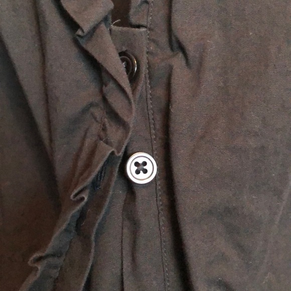 Brooks Brothers Stretch Black Ruffled Button-Down Collared Tank EUC - Picture 5 of 5